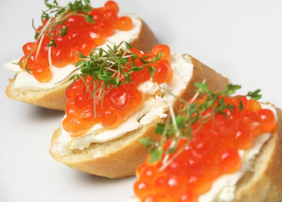 Canapé with salmon caviar